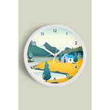 Soyut - Bohem - Doğa - Deniz Manzaralı Modern Duvar Saati - 30cm - Önü Camlı Beyaz Kasa - Sessiz, JH1300S30BKPM