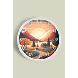Soyut - Bohem - Doğa - Deniz Manzaralı Modern Duvar Saati - 35cm - Önü Camlı Beyaz Kasa, JH1293S35BKP
