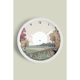 Soyut - Bohem - Doğa - Deniz Manzaralı Modern Duvar Saati - 35cm - Önü Camlı Beyaz Kasa, JH1297S35BKP