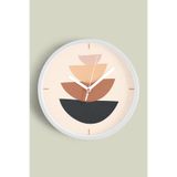 Soyut - Bohem - Geometrik Temalı Modern Duvar Saati - 25cm - Önü Camlı Beyaz Kasa - Sessiz Mekanizma, JH0401S25BKP