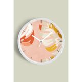 Soyut - Bohem - Geometrik Temalı Modern Duvar Saati - 25cm - Önü Camlı Beyaz Kasa - Sessiz Mekanizma, JH0463S25BKP