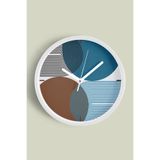 Soyut - Bohem - Geometrik Temalı Modern Duvar Saati - 30cm - Önü Camlı Beyaz Kasa - Sessiz Mekanizma, JH0304S30BKP