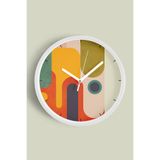 Soyut - Bohem - Geometrik Temalı Modern Duvar Saati - 30cm - Önü Camlı Beyaz Kasa - Sessiz Mekanizma, JH0470S30BKP