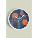 Soyut - Bohem - Geometrik Temalı Modern Duvar Saati - 30cm - Önü Camlı Beyaz Kasa - Sessiz Mekanizma, JH0547S30BKP