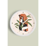 Soyut - Bohem Modern Duvar Saati - 25cm - Önü Camlı Beyaz Kasa - Sessiz Mekanizma, JH0728S25BKP