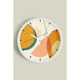 Soyut - Bohem Modern Duvar Saati - 30cm - Önü Camlı Beyaz Kasa - Sessiz Mekanizma, JH0721S30BKP