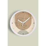 Soyut - Bohem Modern Duvar Saati - 35cm - Önü Camlı Beyaz Kasa - Sessiz Mekanizma, JH0787S35BKP
