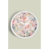 Soyut Çiçek Modern Duvar Saati - 25cm - Önü Camlı Beyaz Kasa - Sessiz Mekanizma, JH0709S25BKP