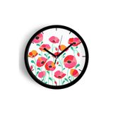 Soyut Çiçek Modern Duvar Saati - 25cm - Önü Camlı Siyah Kasa - Sessiz Mekanizma, JH0910S25SKP