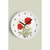 Soyut Çiçekler Modern Tasarım Duvar Saati - 35cm - Önü Camlı Beyaz Kasa - Sessiz Mekanizma, JH0275S35BKP