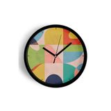 Soyut Çok Renkli Modern Tasarım Duvar Saati - 25cm - Önü Camlı Siyah Kasa - Sessiz Mekanizma, JH0151S25SKP