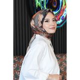 Soyut Desen Açık Kahverengi Soft Pamuk Eşarp Çok Renkli 31