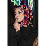 Soyut Desen Turuncu Soft Pamuk Eşarp