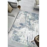 Soyut Desenli Yeşil Baskılı Halı Makinede Yıkanabilir Kaymaz Taban Oturma Odası Salon Ve Yolluk Halı 80 X 150 Cm Mavi