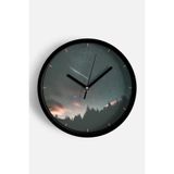 Soyut Doğa Manzara Temalı Modern Duvar Saati - 25cm - Önü Camlı Siyah Kasa - Sessiz Mekanizma, JH0086S25SKP