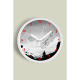 Soyut Doğa Manzara Temalı Modern Duvar Saati - 35cm - Önü Camlı Beyaz Kasa - Sessiz Mekanizma, JH0267S35BKP