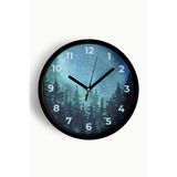 Soyut Gece Görüşü Modern Duvar Saati - 25cm - Önü Camlı Siyah Kasa - Sessiz Mekanizma, JH0840S25SKP