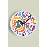Soyut - Geometrik Temalı Modern Duvar Saati - 25cm - Önü Camlı Beyaz Kasa - Sessiz Mekanizma, JH0260S25BKP