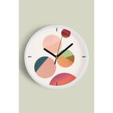 Soyut - Geometrik Temalı Modern Duvar Saati - 25cm - Önü Camlı Beyaz Kasa - Sessiz Mekanizma, JH0308S25BKP
