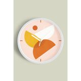 Soyut - Geometrik Temalı Modern Duvar Saati - 25cm - Önü Camlı Beyaz Kasa - Sessiz Mekanizma, JH0309S25BKP