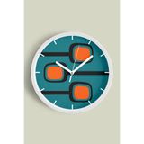 Soyut - Geometrik Temalı Modern Duvar Saati - 25cm - Önü Camlı Beyaz Kasa - Sessiz Mekanizma, JH0313S25BKP