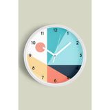 Soyut - Geometrik Temalı Modern Duvar Saati - 25cm - Önü Camlı Beyaz Kasa - Sessiz Mekanizma, JH0400S25BKP