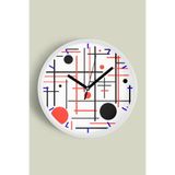 Soyut Geometrik Temalı Modern Duvar Saati - 25cm - Önü Camlı Beyaz Kasa - Sessiz Mekanizma, JH0432S25BKP