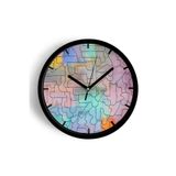 Soyut - Geometrik Temalı Modern Duvar Saati - 25cm - Önü Camlı Siyah Kasa - Sessiz Mekanizma, JH0277S25SKP