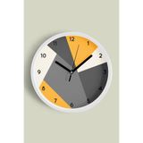 Soyut - Geometrik Temalı Modern Duvar Saati - 30cm - Önü Camlı Beyaz Kasa - Sessiz Mekanizma, JH0319S30BKP