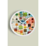 Soyut - Geometrik Temalı Modern Duvar Saati - 35cm - Önü Camlı Beyaz Kasa - Sessiz Mekanizma, JH0066S35BKP