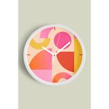 Soyut - Geometrik Temalı Modern Duvar Saati - 35cm - Önü Camlı Beyaz Kasa - Sessiz Mekanizma, JH0077S35BKP