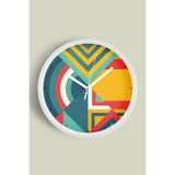 Soyut - Geometrik Temalı Modern Duvar Saati - 35cm - Önü Camlı Beyaz Kasa - Sessiz Mekanizma, JH0265S35BKP