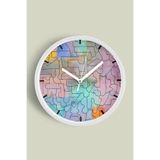 Soyut - Geometrik Temalı Modern Duvar Saati - 35cm - Önü Camlı Beyaz Kasa - Sessiz Mekanizma, JH0277S35BKP