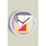 Soyut - Geometrik Temalı Modern Duvar Saati - 35cm - Önü Camlı Beyaz Kasa - Sessiz Mekanizma, JH0397S35BKP