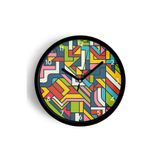 Soyut Geometrik Temalı Modern Duvar Saati - 35cm - Önü Camlı Siyah Kasa - Sessiz Mekanizma, JH0448S35SKP