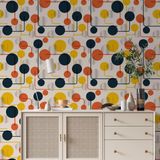 Soyut Geometrik Vintage Duvar Kağıdı, Kendinden Yapışkanlı Çok Amaçlı PVC Folyo, DIY Duvar Kağıdı (66x264 cm)