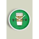 Soyut Günaydın Kahvesi Mutfak Modern Tasarım Duvar Saati - 25cm - Önü Camlı Beyaz Kasa, JH0139S25BKP