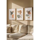 Soyut Kadın Harmoni Çerçeve Görünümlü 3'lü Mdf Tablo - Çok Renkli - 30 x 40