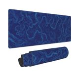 Soyut Mavi Topografik Kontur Haritası Topografya Coğrafya Coğrafi Oyun Mouse Pad 90 X 45 cm XL Genişletilmiş Büyük Klavye Kaymaz Kauçuk Taban Ev Ofis için Dikişli Kenarları