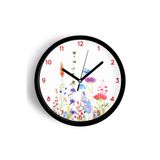 Soyut - Minimal - Vintage - Bohem - Renkli Çiçek Temalı Modern Duvar Saati - 35CM - Önü Camlı Beyaz, JH0148S35SKPM