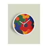Soyut - Minimal - Vintage - Bohem - Renkli Çiçek Temalı Modern Duvar Saati - 35CM - Önü Camlı Beyaz, JH0321S35BKPM