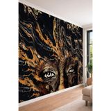 Soyut Portre Temalı Akışkan Sanat Detaylı Tek Parça Tekstil Duvar Kağıdı, 100 x 100