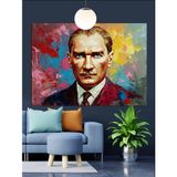 Soyut Renkli Atatürk Portresi Dekoratif Kanvas - Mdf Ahşap Tablo