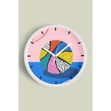 Soyut Renkli Basketbol Topu Tasarım Modern Duvar Saati - 30cm - Önü Camlı Beyaz Kasa, JH0182S30BKP