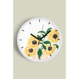 Soyut Renkli Çiçek Temalı Modern Duvar Saati - 35cm - Önü Camlı Beyaz Kasa - Sessiz Mekanizma, JH0111S35BKP