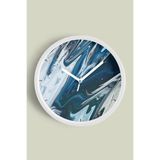 Soyut Tasarım Modern Duvar Saati - 25cm - Önü Camlı Beyaz Kasa - Sessiz Mekanizma, JH0032S25BKP