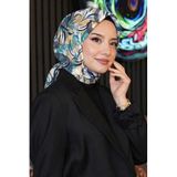 Soyut Yaprak Desen Yeşil Soft Pamuk Eşarp