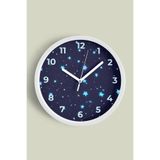 Soyut Yıldızlı Modern Tasarım Duvar Saati - 30cm - Önü Camlı Beyaz Kasa - Sessiz Mekanizma, JH0730S30BKP