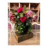 Söz 22 cm siyah cam vazoya pink rosemary aranjmanI