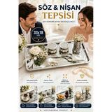 Söz Nişan Tepsisi 33X18 Cm Paslanmaz Çelik Gümüş Dikdörtgen Kahve Sunum Ve Servis Tepsisi